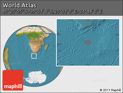 Satellite Location Map of the Area around 40° 6' 0" S, 21° 19' 30" E
