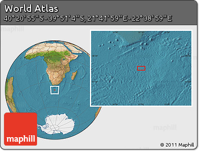 Satellite Location Map of the Area around 40° 6' 0" S, 22° 10' 29" E