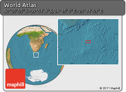 Satellite Location Map of the Area around 40° 6' 0" S, 24° 43' 30" E