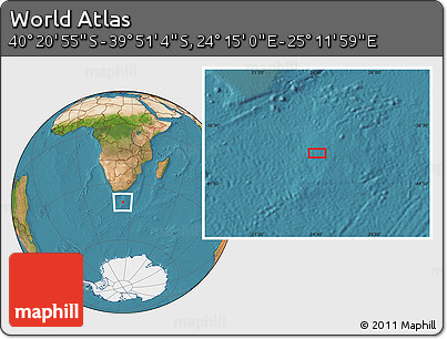 Satellite Location Map of the Area around 40° 6' 0" S, 24° 43' 30" E