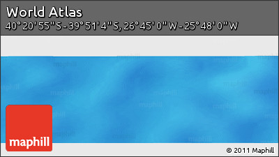Physical Panoramic Map of the Area around 40° 6' 0" S, 26° 16' 29" W