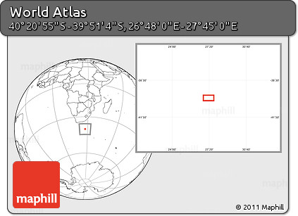 Blank Location Map of the Area around 40° 6' 0" S, 27° 16' 29" E