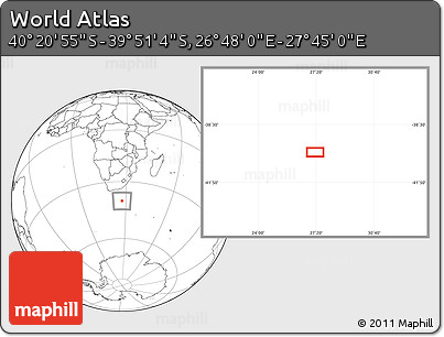 Blank Location Map of the Area around 40° 6' 0" S, 27° 16' 29" E