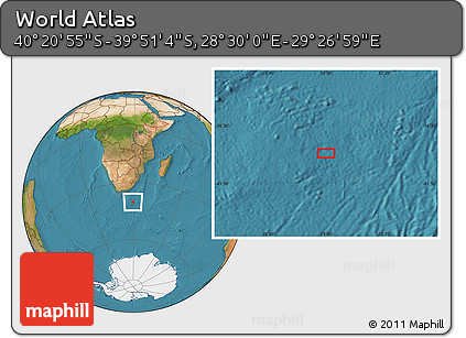Satellite Location Map of the Area around 40° 6' 0" S, 28° 58' 30" E