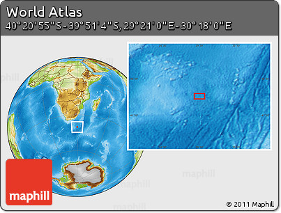 Physical Location Map of the Area around 40° 6' 0" S, 29° 49' 30" E
