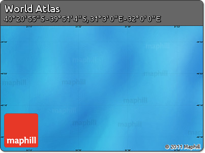 Physical Map of the Area around 40° 6' 0" S, 31° 31' 29" E