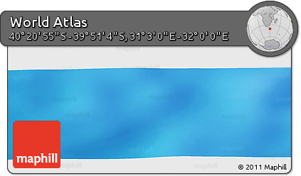 Physical Panoramic Map of the Area around 40° 6' 0" S, 31° 31' 29" E