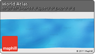 Physical Panoramic Map of the Area around 40° 6' 0" S, 31° 31' 29" E