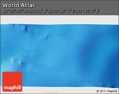 Physical 3D Map of the Area around 40° 6' 0" S, 33° 13' 30" E