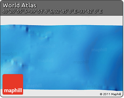 Physical 3D Map of the Area around 40° 6' 0" S, 33° 13' 30" E