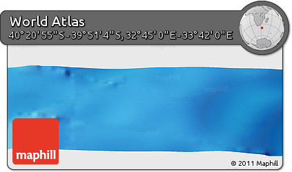 Physical Panoramic Map of the Area around 40° 6' 0" S, 33° 13' 30" E