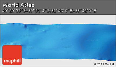 Physical Panoramic Map of the Area around 40° 6' 0" S, 33° 13' 30" E
