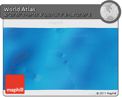 Physical 3D Map of the Area around 40° 6' 0" S, 34° 4' 30" E