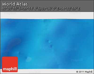 Physical 3D Map of the Area around 40° 6' 0" S, 34° 4' 30" E