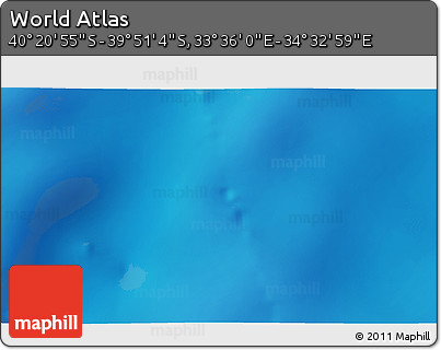 Physical 3D Map of the Area around 40° 6' 0" S, 34° 4' 30" E