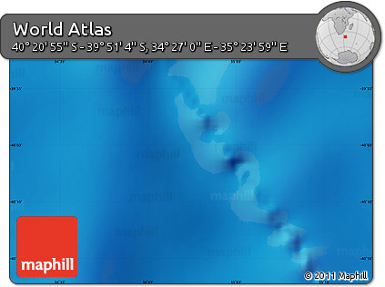 Physical Map of the Area around 40° 6' 0" S, 34° 55' 29" E