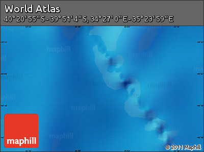 Physical Map of the Area around 40° 6' 0" S, 34° 55' 29" E