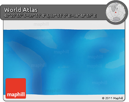 Physical 3D Map of the Area around 40° 6' 0" S, 38° 19' 30" E