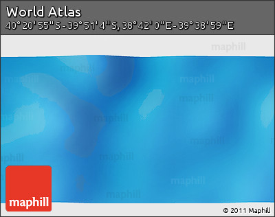Physical 3D Map of the Area around 40° 6' 0" S, 39° 10' 29" E