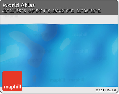 Physical 3D Map of the Area around 40° 6' 0" S, 39° 10' 29" E
