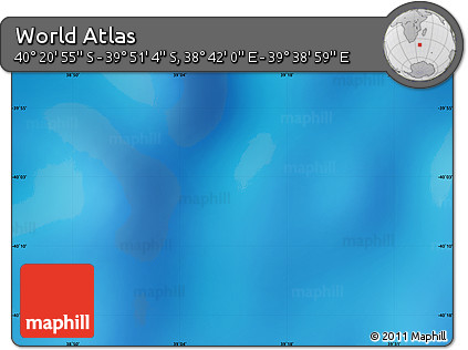 Physical Map of the Area around 40° 6' 0" S, 39° 10' 29" E