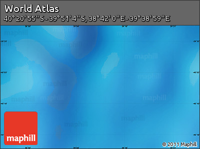 Physical Map of the Area around 40° 6' 0" S, 39° 10' 29" E