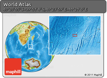 Physical Location Map of the Area around 40° 6' 0" S, 40° 52' 30" E