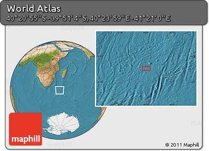 Satellite Location Map of the Area around 40° 6' 0" S, 40° 52' 30" E