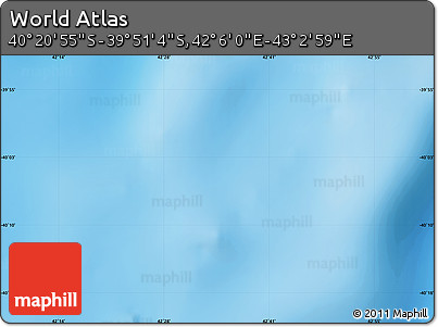 Physical Map of the Area around 40° 6' 0" S, 42° 34' 30" E