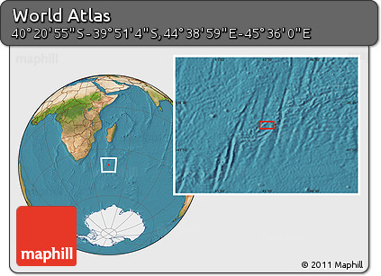 Satellite Location Map of the Area around 40° 6' 0" S, 45° 7' 30" E