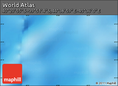 Physical Map of the Area around 40° 6' 0" S, 45° 7' 30" E