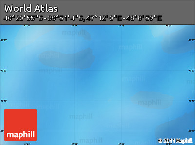 Physical Map of the Area around 40° 6' 0" S, 47° 40' 29" E