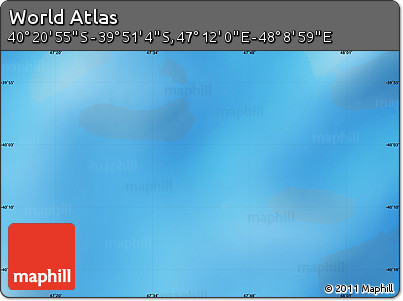 Physical Map of the Area around 40° 6' 0" S, 47° 40' 29" E