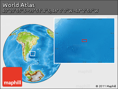 Physical Location Map of the Area around 40° 6' 0" S, 47° 31' 29" W