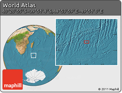 Satellite Location Map of the Area around 40° 6' 0" S, 49° 22' 30" E