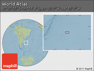 Savanna Style Location Map of the Area around 40° 6' 0" S, 49° 13' 30" W, hill shading