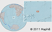 Gray Location Map of the area around 40° 6' 0" S, 4° 19' 30" E, hill shading