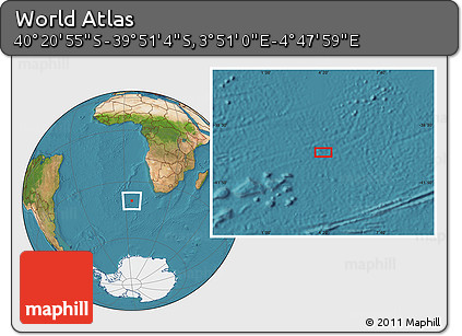 Satellite Location Map of the Area around 40° 6' 0" S, 4° 19' 30" E