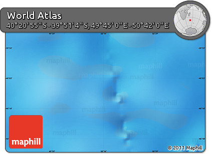 Physical Map of the Area around 40° 6' 0" S, 50° 13' 30" E