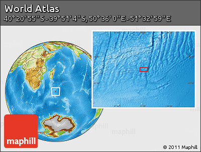 Physical Location Map of the Area around 40° 6' 0" S, 51° 4' 30" E