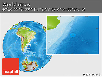 Physical Location Map of the Area around 40° 6' 0" S, 53° 28' 30" W