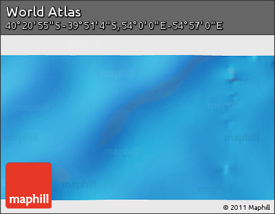 Physical 3D Map of the Area around 40° 6' 0" S, 54° 28' 30" E