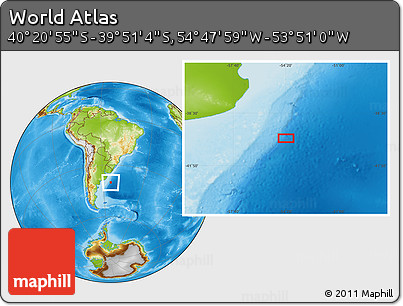 Physical Location Map of the Area around 40° 6' 0" S, 54° 19' 30" W