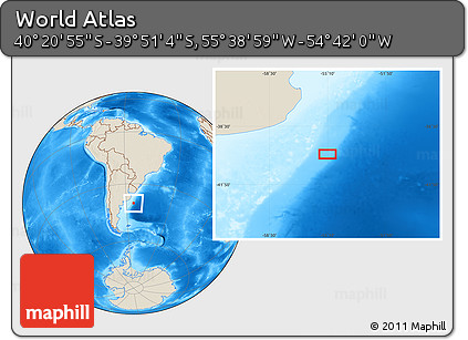 Shaded Relief Location Map of the Area around 40° 6' 0" S, 55° 10' 29" W