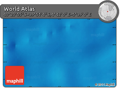 Physical Map of the Area around 40° 6' 0" S, 5° 10' 30" E