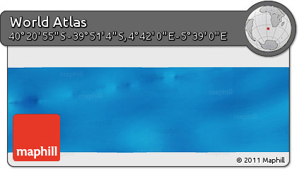 Physical Panoramic Map of the Area around 40° 6' 0" S, 5° 10' 30" E