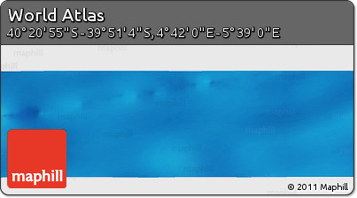 Physical Panoramic Map of the Area around 40° 6' 0" S, 5° 10' 30" E
