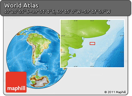 Physical Location Map of the Area around 40° 6' 0" S, 60° 16' 29" W