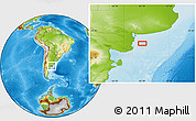 Physical Location Map of the area around 40° 6' 0" S, 61° 7' 30" W