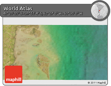 Satellite 3D Map of the Area around 40° 6' 0" S, 61° 58' 30" W